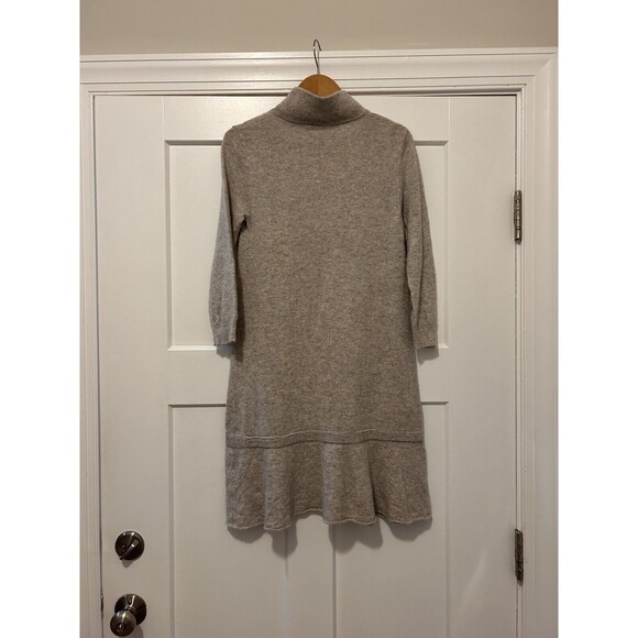 White + Warren Long Sleeve 100% Cashmere Mock Neck Sweater Dress Small Warm Gray - Picture 7 of 7